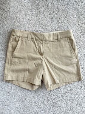 J. Crew Factory Khaki Tan Mid Rise Cotton 5" Shorts Size 2